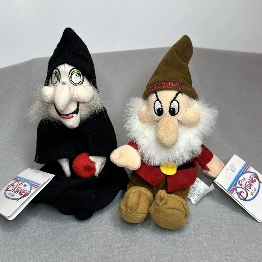 Snow White 7 Dwarfs Prince Witch Disney Store Bean Bag Plush Stuffed Set of 10 - Picture 14 of 16